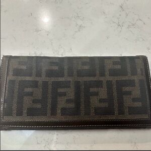 Fendi Black and Brown Zucca Baguette  Wallet
